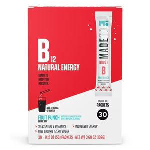 MadeTo B12 Natural Energy Packets, Fruit Punch, Count of 30, BB: 07/25/2022