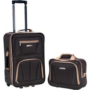 Rockland Fashion Softside Upright Luggage Set, 'Expandable, Lightweight, Telescopic Handle, Wheel, Brown, 2-Piece (14/ 19)
