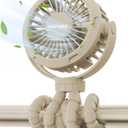 SOPOKE Mini Portable Baby Stroller Fan,3 Speed Personal Handheld Fan,Battery Operated Rechargeable 360 Flexible Tripod Cooling Fan, Suitable for Car Seat Crib Treadmill Golf Cart Travel(Yellow)