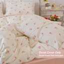 Floral Duvet Cover Set Queen Size, White Pink Tulip Pattern Bedding Duvet Cover with Zipper Closure, Breathable Microfiber Comforter Cover 90"x90" and 2 Pillowcases 20"x30"