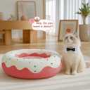 Cute Cat Beds Kitten Beds, Soft Small Dog Beds, Washable Pet Beds for Puppy and Kitty, Funny Donuts Shape, 24 Inch (Medium, Pink)