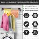 Foldable Wall Mounted Drying Rack - 31.5 Wide, 13.2 Ft Drying Space, 5 Aluminum Rods, Supports Up to 60 lbs - Retractable & Foldable Space-Saving Wall Mounted Clothes Drying Rack (Black)
