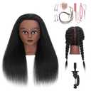 16 Inch 100% Real Hair Mannequin Head Training Head Manikin Cosmetology Doll Head for Hairdresser Practice Braiding Hair Styling with Clamp stand (16 -Inch)