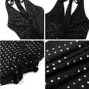 ECHOINE Women V Neck Sleeveless Romper Sequin Backless Shorts Jumpsuit Clubwear (Black, M)