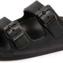 FUNKYMONKEY Women's Comfort Slides Double Buckle Adjustable EVA Flat Sandals, Size 8