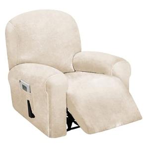 ULTICOR 4-Piece, 1 Seat Recliner Cover, Velvet Stretch Reclining Chair Covers for 1 Cushion Reclining Sofa, Single Seat Recliner Couch Cover, Thick, Very Soft, Machine Washable (Ivory) ULTICOR 4-Piece, 1 Seat Recliner Cover, Velvet Stretch Reclining Chair Covers for 1 Cushion Reclining Sofa, Single Seat Recliner Couch Cover, Thick, Very Soft, Machine Washable (Ivory)