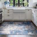 RELEANY Washable Area Rugs 4'x6' Non-Slip Modern Abstract Soft for Living Room Entryway Bedroom Nursery, Print Pattern, Blue Grey Navy Gray