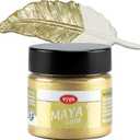 Viva Decor Maya Gold (Champagne) 1.52 Fl Oz - Shiny metallic acrylic paint for creative works on wood, glass, and porcelain. Impact-resistant, smudge-proof, and weatherproof for long-lasting results.