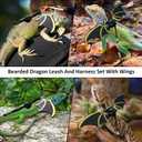 Bearded Dragon Leash and Harness Set, Bearded Dragon Accessories(Include Leopard Print Chest Pack, Lizard Clothing＆Leash, Small Straw Hat), Beardeds Dragon Decor Suit for Outdoor Travel