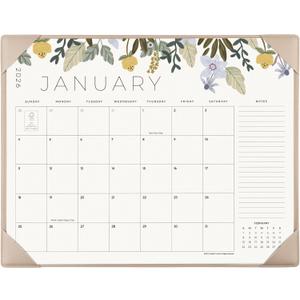 Desk Calendar 2026 with Desktop Mat, Cabbrix Large Desk Pad Calendar 22 x 17 Inch Runs From January 2026 to June 2027, Floral Design Calendar 2026 for Home School and Office (Apricot)