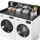 2-Tier Washer Dryer Countertop, 54" W x 27.5" D Laundry Countertop Cover with Non-Slip Pad,Large Space Laundry Topper for Laundry Room Organization (Black)