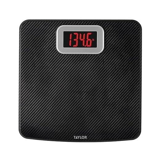 Taylor Digital Scales, 400 LB Capacity, Carbon Fiber Anti-slip Mat, 11.8 x 11.8 Inches, Black