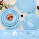 200Pcs Light Blue Party Plates and Napkins, 9and 7 Disposable Scalloped Baby Blue Paper Plates Cups Napkins Forks Set Party Supplies for Birthday, Wedding, Baby Shower Party Decorations, Serves 40