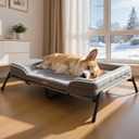 Lekereise Raised Dog Bed for Medium Dog 42x29 Inch, Orthopedic Pet Beds with Waterproof Egg Crate Foam, Removable Dogs Couch Bed for Indoor Outdoor, 2-in-1 Design, Load 70lb, Grey