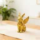 4 Pack 7.3" Gold Bunnies Easter Bunny Figurine, Easter Gold Rabbit Decor Resin Statues for Home Spring Table Ornament Decoration(Rabbit with Wings)