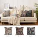 Pyonic Set of 2 Decorative Floral Print Throw Pillow Covers 18X18 Inch Vintage Black Boho Square Pillow Covers Soft Neutral Farmhouse Couch Pillowcase for Livingroom Bedroom Home Decor