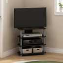 Furinno Econ TV Stand for TV up to 32 Inch, 4-Tier Black Entertainment Center with Open Shelf, TV Console, Easy Assembly, for Living Room, Bedroom, Black Espresso