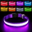 PcEoTllar Light up Dog Collar for Night Walking - LED Dog Collar Light Rechargeable Color Changing, Glow in The Dark Dog Collars Waterproof Glowing Dog Collars for Large Small Medium Dogs (L(19 inch-23.6 inch), Purple)