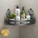 ONXE Shower Caddy Corner,Suction Cup Shower Caddy with Hooks,No Drilling Rustproof Aluminum Bathroom Organizers and Storage,Shelves for Bathroom Accessories Decor (1)