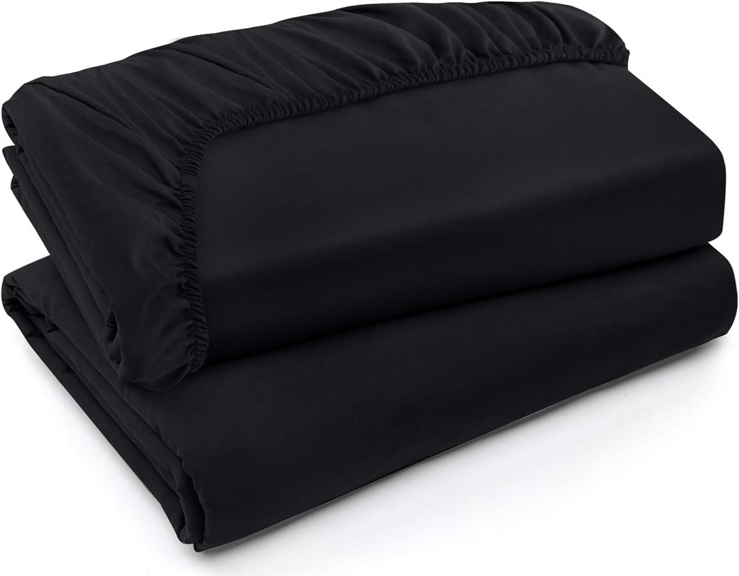Utopia Bedding Queen Fitted Sheets - Bottom Sheets - Deep Pockets - Soft Brushed Microfiber - Shrinkage & Fade Resistant - Easy Care - 2 Fitted Sheet Only (Black)