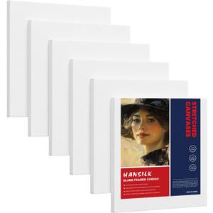 12x12 Canvas for Painting, 6 Pack Primed Stretched Canvases for Art