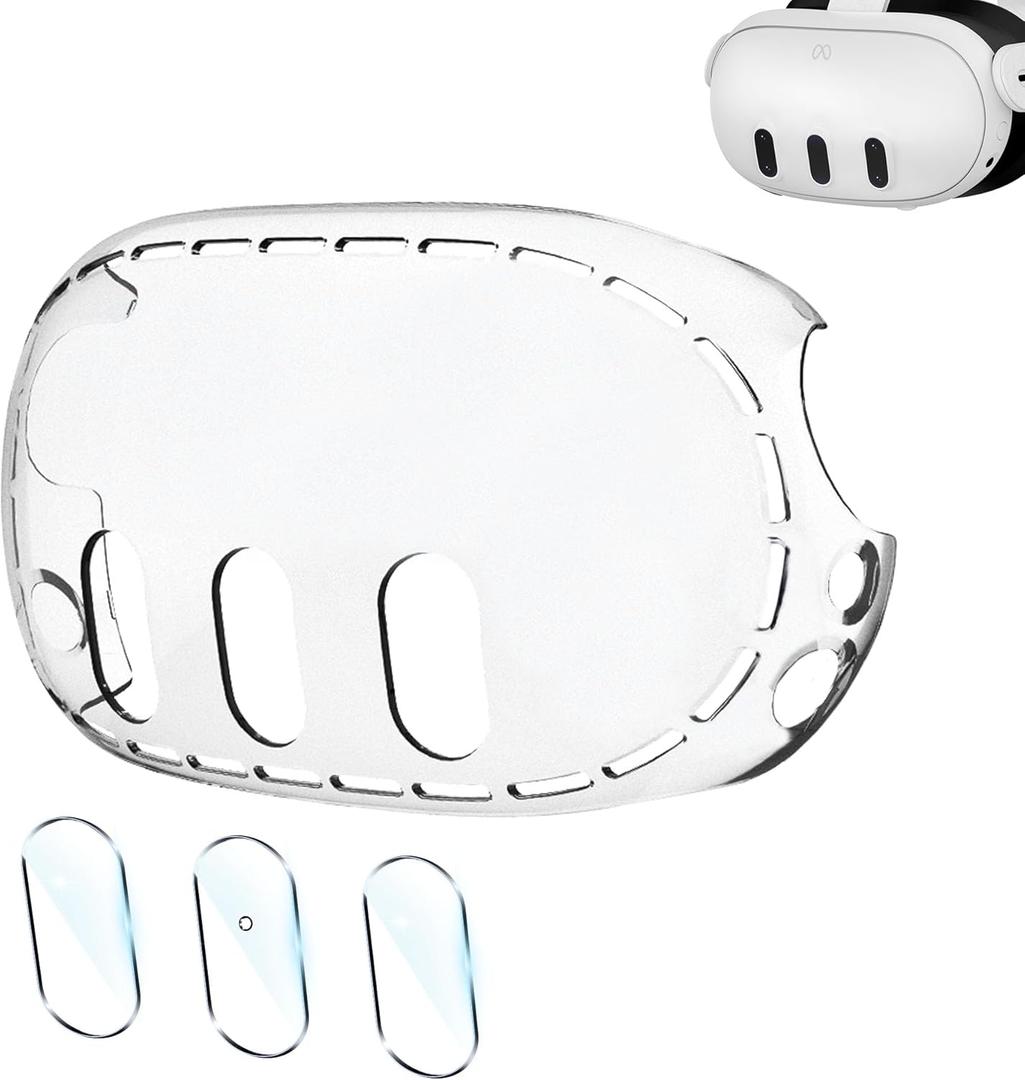 Upgraded Lens Protector Cover for Meta Quest 3, Plastic Hard Protective Shell Cover for Oculus Quest 3, Accessories for Quest 3 - Frosted Clear