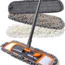 CLEANHOME Mops for Floor Cleaning with 3 Different Washable Pads and Extendable 55 Long Handle, Multifunction Dust Mop for Hardwood,Marble,Tile Floor Mopping,Orange