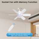 Fanspex 20.5'' Socket Ceiling Fan Light, 5 Fan Speeds with 3 Colors Adjustable Light, 8 Hours Timer (White)