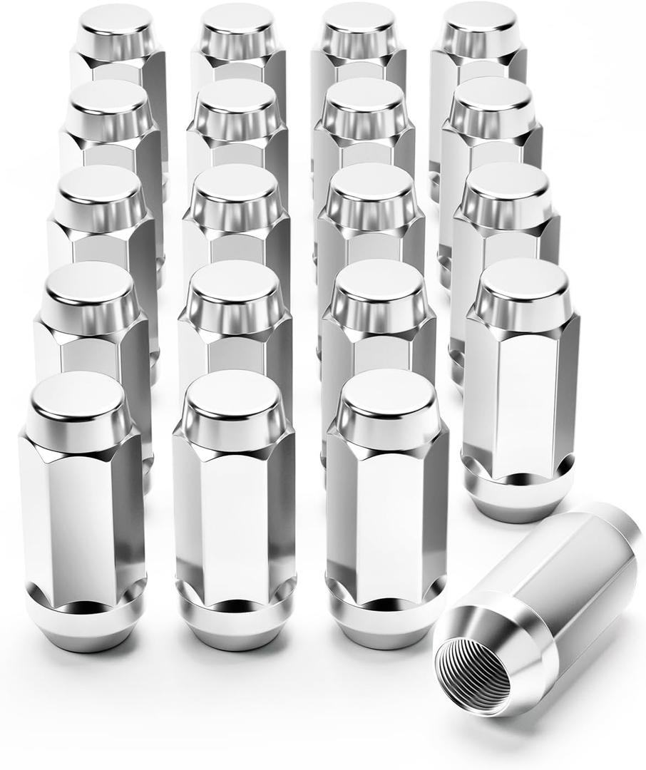 Orion Motor Tech 1/2x20 Lug Nuts, 1/2''-20 Wheel Lug Nuts Compatible with Ford Explorer, Jeep Grand Cherokee, Wrangler Liberty Commander, Lincoln MKX, and More, Set of 20 (Silver)