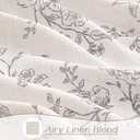 Floral Linen Curtains - 100 Inch Length for Living Room & Bedroom, Botanical Patterned, Burlap Textured, Rustic Farmhouse, Shabby Chic, Extra Long Drapes