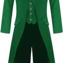 Runcati Mens Steampunk Victorian Jacket Gothic Tailcoat Costume Vintage Tuxedo Viking Renaissance Pirate Halloween Coats (Medium, Green)