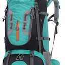 Bseash 80L Waterproof Hiking Camping Backpack with Rain Cover, Lightweight Outdoor Sport Travel Daypack for Climbing Touring (Lake Green)