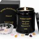 Deep Forest Gentle Scented Candles Set with Healing Crystals for Home Scented,Made of Plant Soy Wax 7oz,Relieve Stress,Balance Energy,Promote Love and Friendship,Attract Wealth