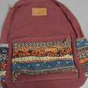 Kinmac Canvas Backpack with Massage Cushioned Straps,Travel Outdoor Backpack (Wine-Bohemian)