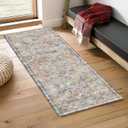 2'6'' x 8' Washable Area Rug - Low Pile Soft Vintage Indoor Rug for Living, Dining or Bedroom - Lightweight Carpet with Non-Slip Backing - Foldable for Easy Placement, Multi
