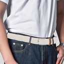 3 x Multicolored Woven Stretch Belt for Men and Women, Braided Elastic Golf Belts Jeans Casual Pants Sport Belt (White)