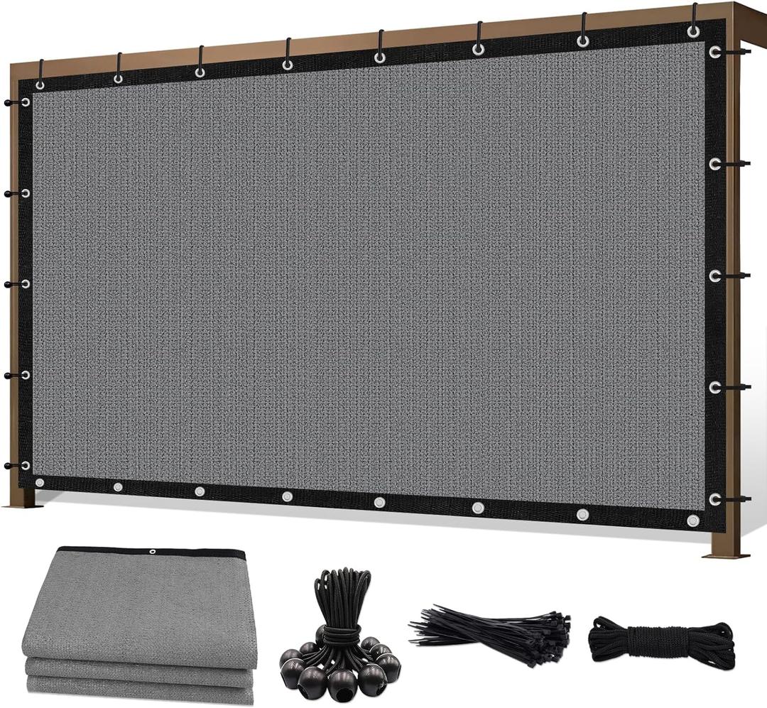 8' X 16' 90% Sun Shade Cloth Outdoor Patio Light Grey Pergola Shades Cover Privacy Screen UV Block Porch Screens Canopy for Patio Outside Outdoor