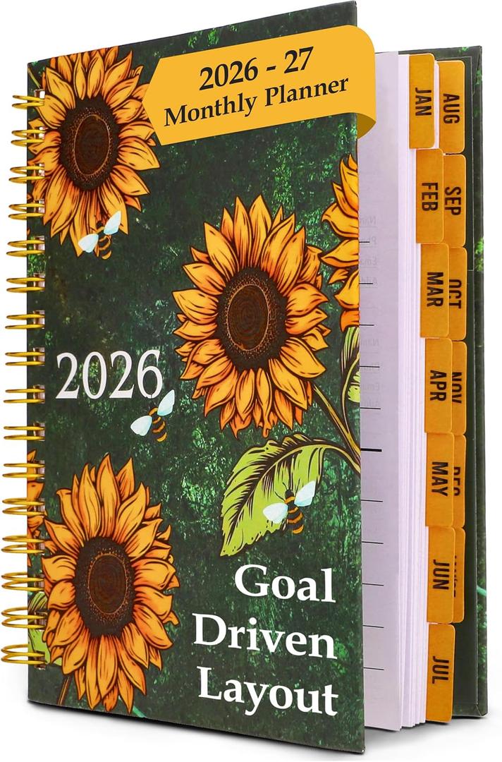 Agenda 2026-2027 Monthly Planner with Notes JAN 2026- JAN 2027 Monthly Planner/Weekly Layout and Goal Setting Tabs for Students and Professionals, Soft Cover Organizer Notebook