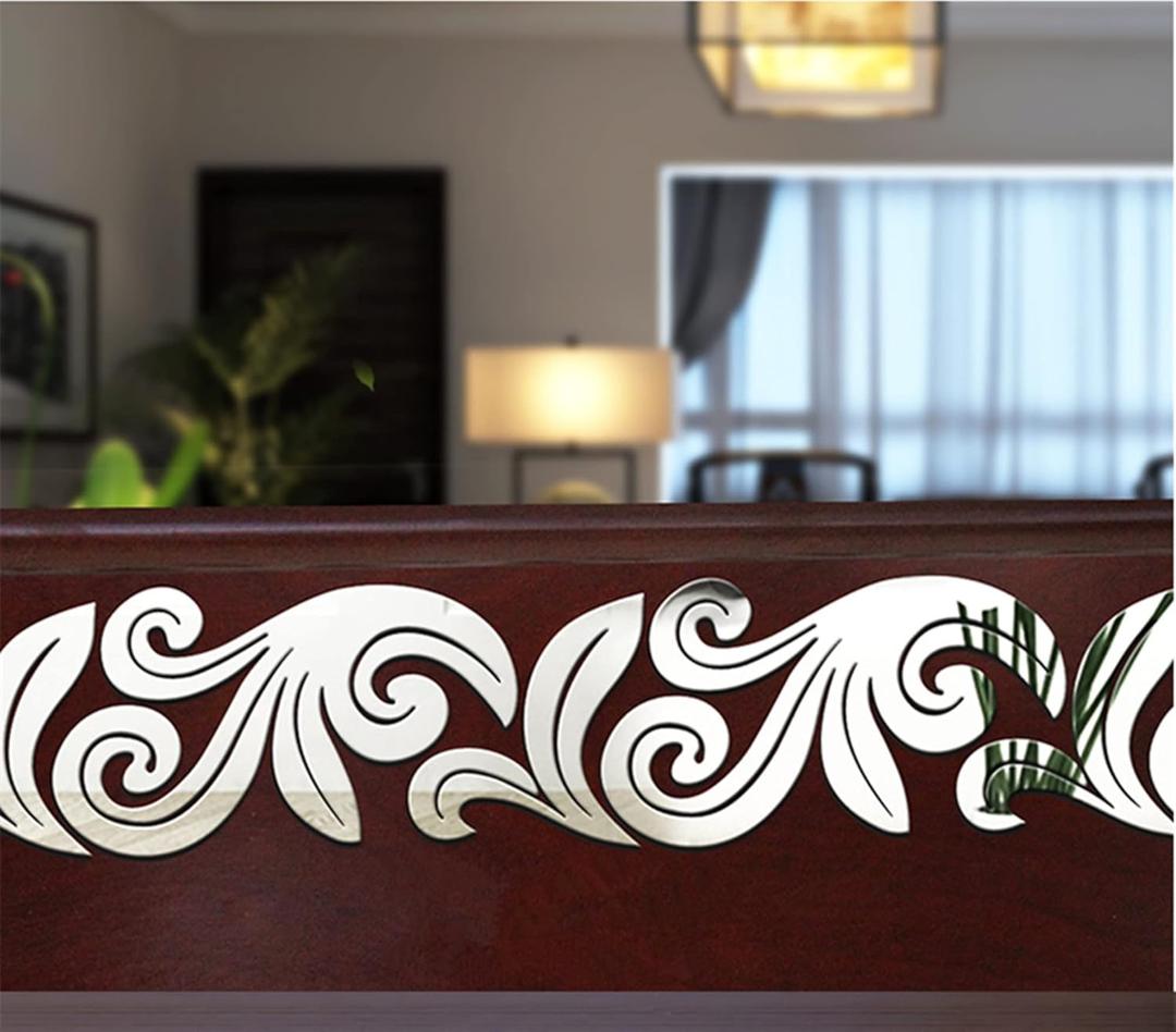 MEYA Set of 10 DIY Mirrored Wall Sticker, 3D Acrylic Mirror Decal for The Ceiling Baseboard Waist Pattern Decorative Ceiling Borders