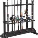 Jorazor Fishing Rod Holders, Fishing Pole Holders, Fishing Rod Rack, 24 Slots to Hold Rods & Reel Combo, Lightweight Aluminum Vertical Fish Pole Garage Storage Ground Display Stand (Black)