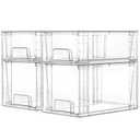 Vtopmart 2 Pack Clear Stackable Storage Drawers,Easy to Assemble Bathroom Organizers and Storage with handles,Plastic Drawers for Kitchen Pantry,Cabinet,Under Sink Organization