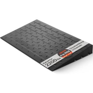 VEVOR 4" Rise Rubber Threshold Ramp, 3 Channels Cord Cover Door Ramp, No-Slip Surface, 2200 Lbs Load Capacity Rubber Ramp for for Home Doorways Driveways Curb Home Steps, 41.8" L x 24" W x 4" H, 65lbs