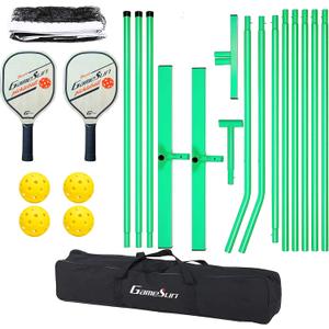 Complete Pickleball net Set for Outdoor, Indoor, Backyard use, Includes Metal Frame, 22 Feet PE net, Paddles, Balls,Carry Bag