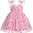 IBTOM CASTLE Toddler Baby Girl Birthday Dress Floral Sequin Tulle Tutu Dresses for Pageant Party Cake Smash Photoshoot (5-6 Years, Blush Pink)