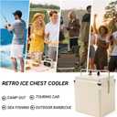 Retro Cooler 14 Quart - Portable Metal Vintage Ice Chest with Bottle Opener, Waterproof Stainless Steel Cooler, Outdoor Ice Bucket for Camping, Picnic, Beach, BBQ, Tailgating & Fishing