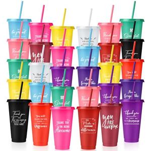 Bokon 30 Pcs Employee Appreciation Gifts 24oz Plastic Cups with Lids and Straws Thank You Gifts for Staff Coworker Reusable Tumblers Thank You Cups for Teacher Nurse(Appreciation)