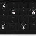 Black Jewelry Necklace Display Tray 24 Grids Pendant Earrings Necklace Organizer Display Showcase Microfiber Jewelry Storage Tray