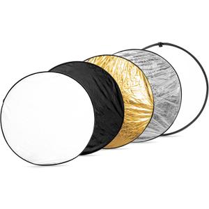 Fotoconic 43 Inch/110cm Light Reflector Disc 5-in-1 Collapsible Multi-Disc with Bag - Translucent, Silver, Gold, White and Black for Studio Photography Lighting and Outdoor Lighting
