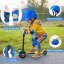 2 x Toddler Kids Bike Helmet Set - Adjustable Cycling Helmet with Knee, Elbow Pads & Wrist Guards Sport Protective Gear Little Kid, Small: 20.1"-21.2"/51-54cm