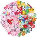 NICEVINYL Iron on Embroidery Patches for Backpacks: 70PCS Random Assortment Vibrant Designs Patch for Clothing Bag Hats Jackets Decor - Colorful and Pink Patches Sew On Appliques for DIY Craft